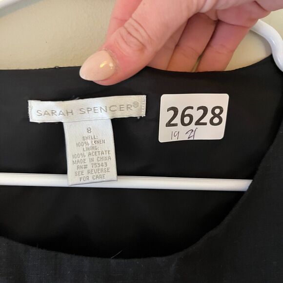 Sarah Spencer Womens Black Blouse & Pants Set  100% Linen Sz 8 Wide Leg Minimal - Picture 3 of 11